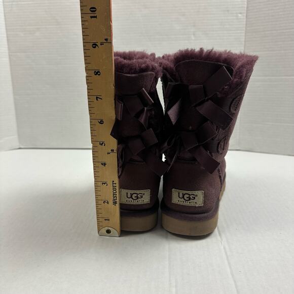 Ugg Bailey Bow Purple Mid Boots Sheepskin Suede Shearling Size 7 - Picture 12 of 14